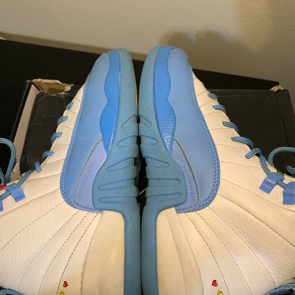 Nike Air Jordan 12 University Blue UNC Emoji GS Size 6Y / Womens 7.5 Sneakers - Picture 9 of 11